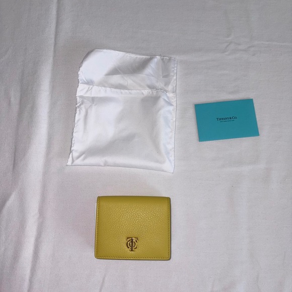 Tiffany & Co. Handbags - Tiffany & Co Trifold Wallet Yellow New Pebbled Leather T Logo Gold Hardware